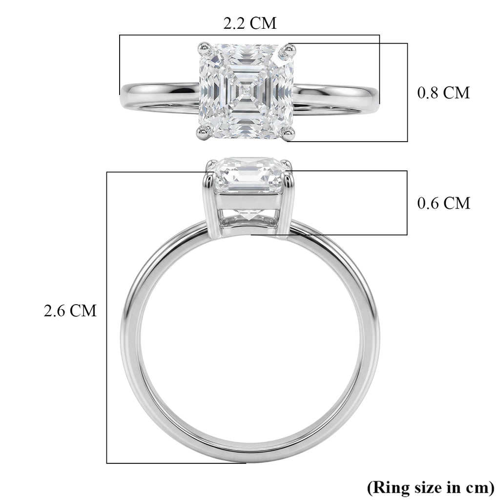 D'Joy - Royal Asscher Cut VS/EF Moissanite Solitaire Ring in Rhodium Overlay Sterling Silver 2.00 Ct._8354479_5