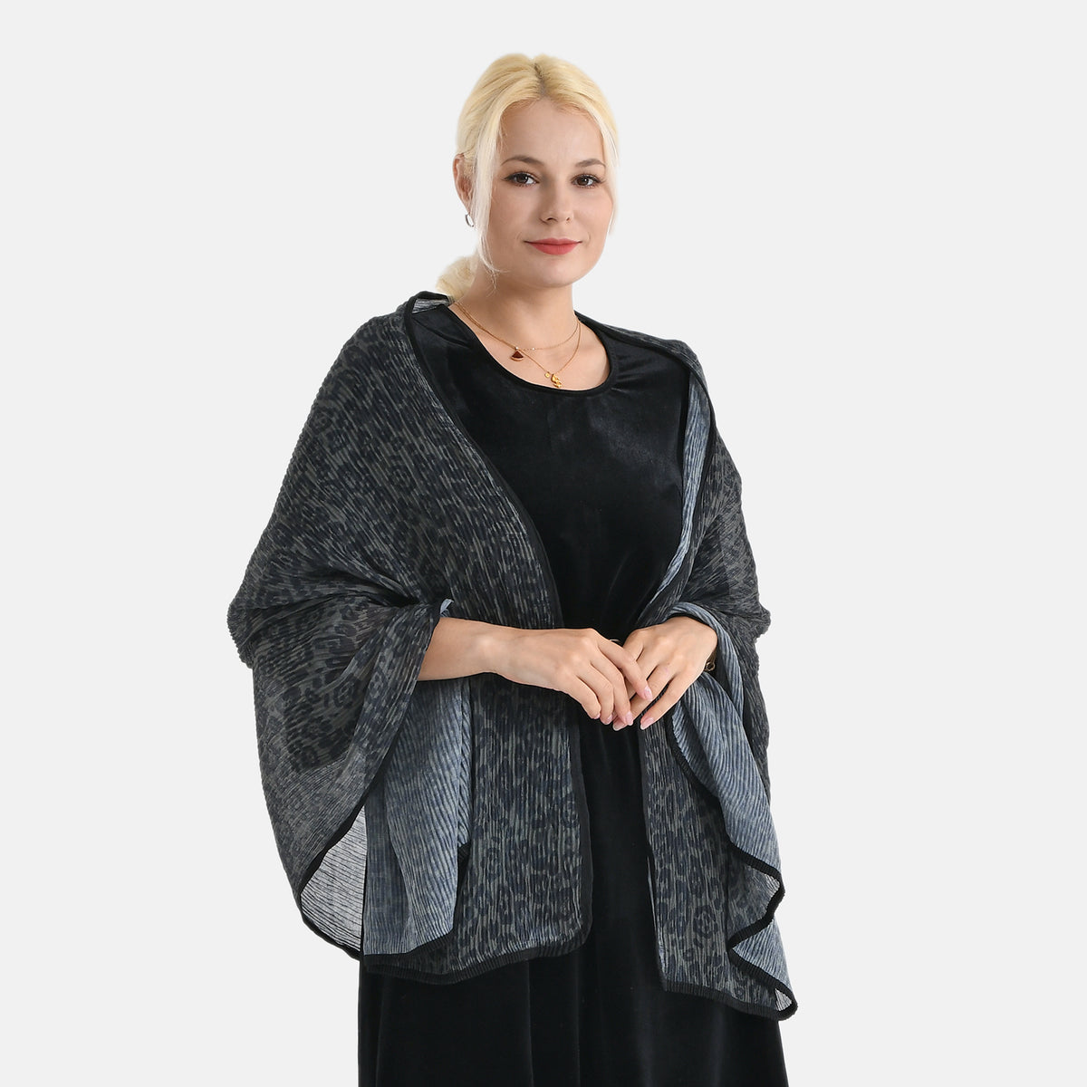 Limited Collection Leopard Print Evening Shawl (180 x 70 cm) - Green V32566156 0