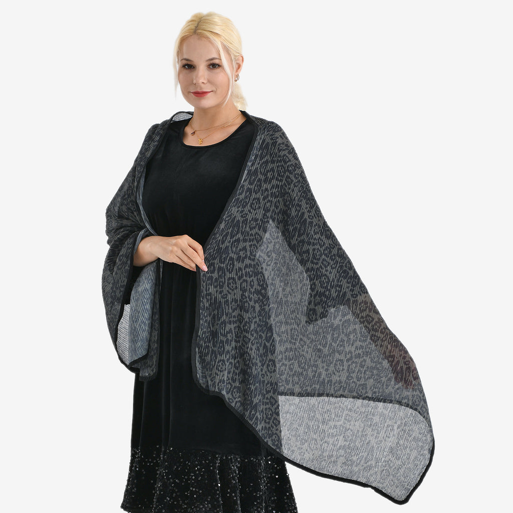 Limited Collection Leopard Print Evening Shawl (180 x 70 cm) - Green_8354944_1