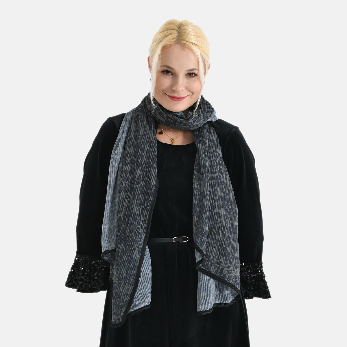 Limited Collection Leopard Print Evening Shawl (180 x 70 cm) - Green V32566156 4