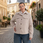 La Marey Corduroy Shacket with Checked Lining (Size 18 to 20) - Beige_8355464_1