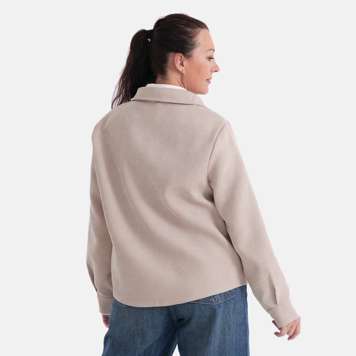 La Marey Corduroy Shacket with Checked Lining (Size 18 to 20) - Beige V32514052 3