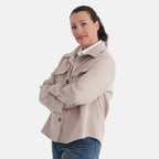 La Marey Corduroy Shacket with Checked Lining (Size 18 to 20) - Beige_8355464_3