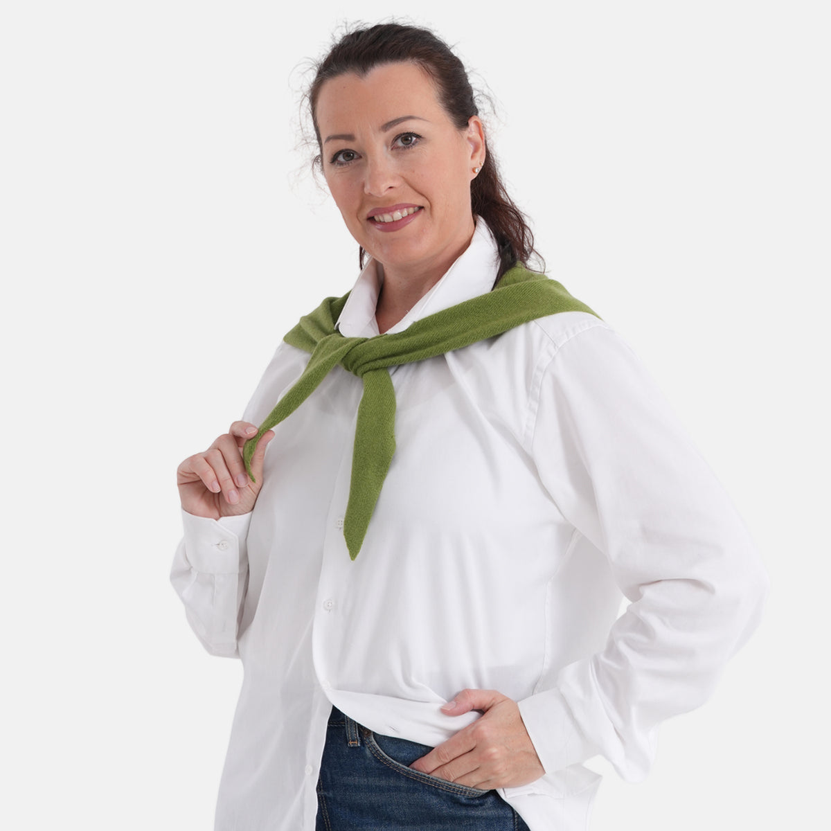 La Marey 100% Super Soft Wool Triangle Neck Scarf (103 x 34cm, One Size) - Green V32566210 2