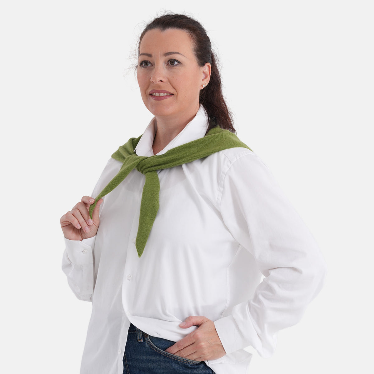 La Marey 100% Super Soft Wool Triangle Neck Scarf (103 x 34cm, One Size) - Green V32566210 3