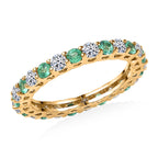 Luxuriant 10K Yellow Gold AAA Colombian Emerald, Lab Grown Diamond GH, SI Full Eternity Band Ring, Gold Wt.1.93 Gms  1.590  Ct._8355792