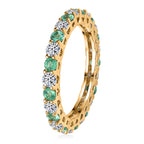 Luxuriant 10K Yellow Gold AAA Colombian Emerald, Lab Grown Diamond GH, SI Full Eternity Band Ring, Gold Wt.1.93 Gms  1.590  Ct._8355792_3
