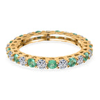 Luxuriant 10K Yellow Gold AAA Colombian Emerald, Lab Grown Diamond GH, SI Full Eternity Band Ring, Gold Wt.1.93 Gms  1.590  Ct._8355792_4