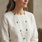 D'Joy - Green Onyx Necklace (Size - 30) in Yellow Gold Plated Sterling Silver 20.90 Ct._8356263_1