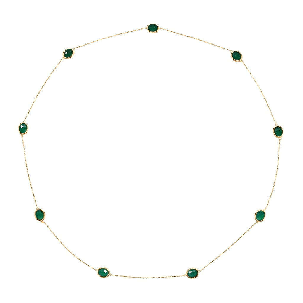 D'Joy - Green Onyx Necklace (Size - 30) in Yellow Gold Plated Sterling Silver 20.90 Ct._8356263_3