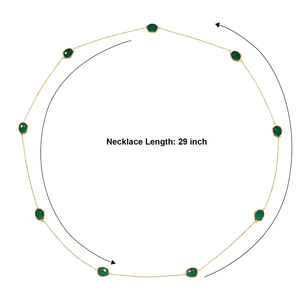 D'Joy - Green Onyx Necklace (Size - 30) in Yellow Gold Plated Sterling Silver 20.90 Ct._8356263_4