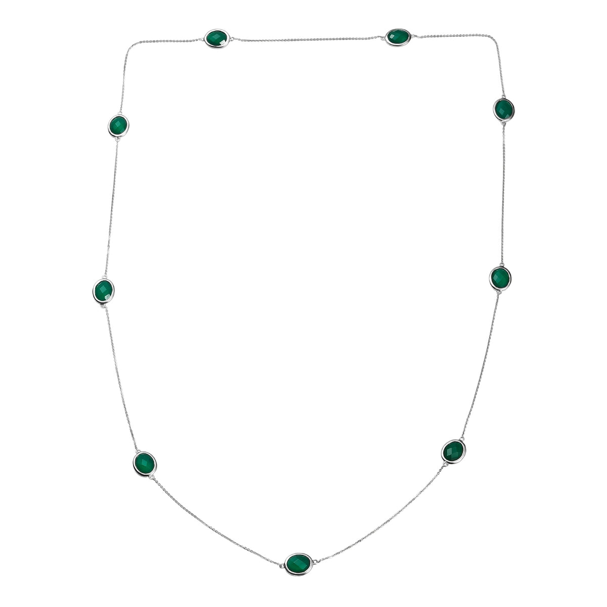 D'Joy - Green Onyx Necklace (Size - 30) in Platinum Overlay Sterling Silver 20.90 Ct. V32576192 4