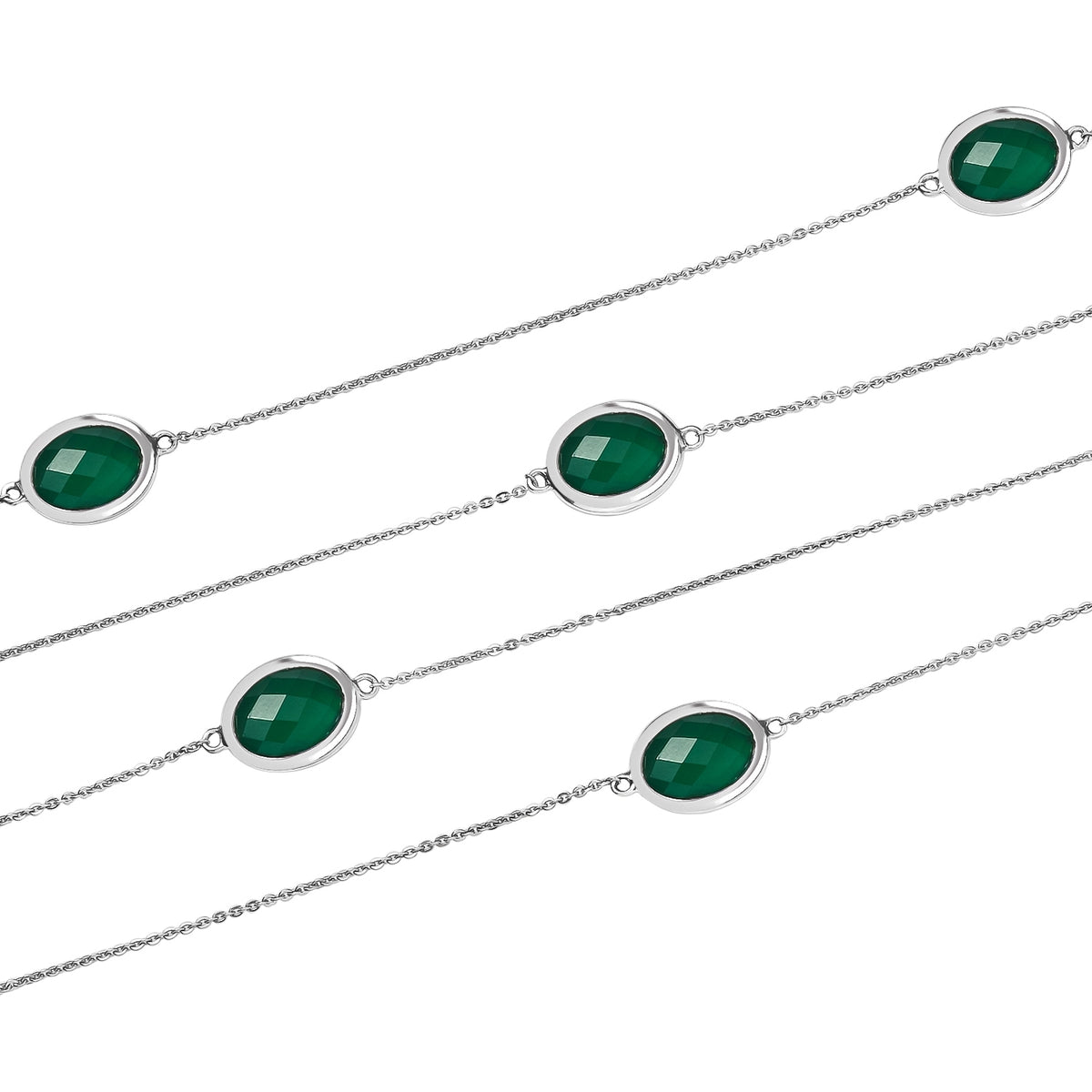 D'Joy - Green Onyx Necklace (Size - 30) in Platinum Overlay Sterling Silver 20.90 Ct. V32576192 5