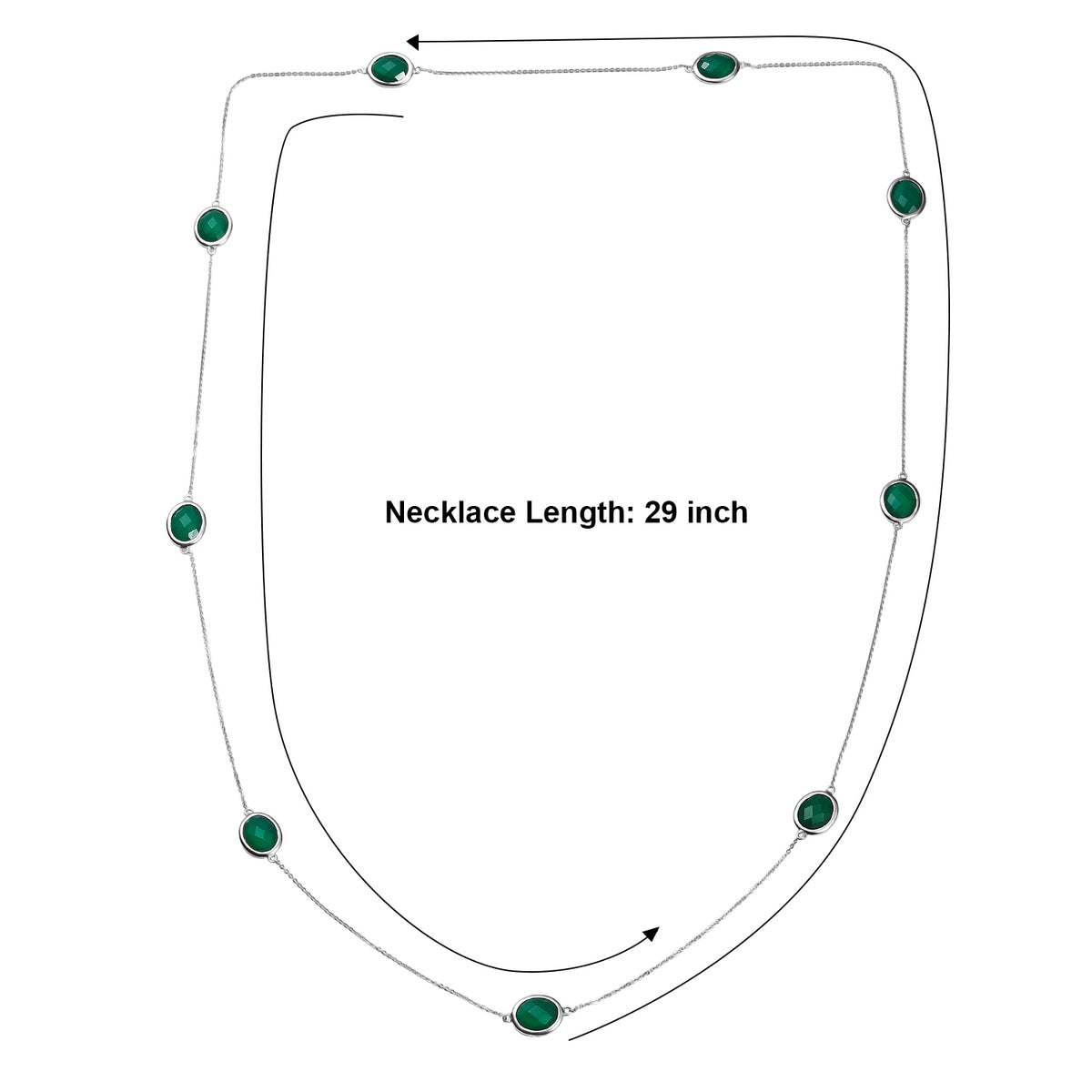 D'Joy - Green Onyx Necklace (Size - 30) in Platinum Overlay Sterling Silver 20.90 Ct. V32576192 6