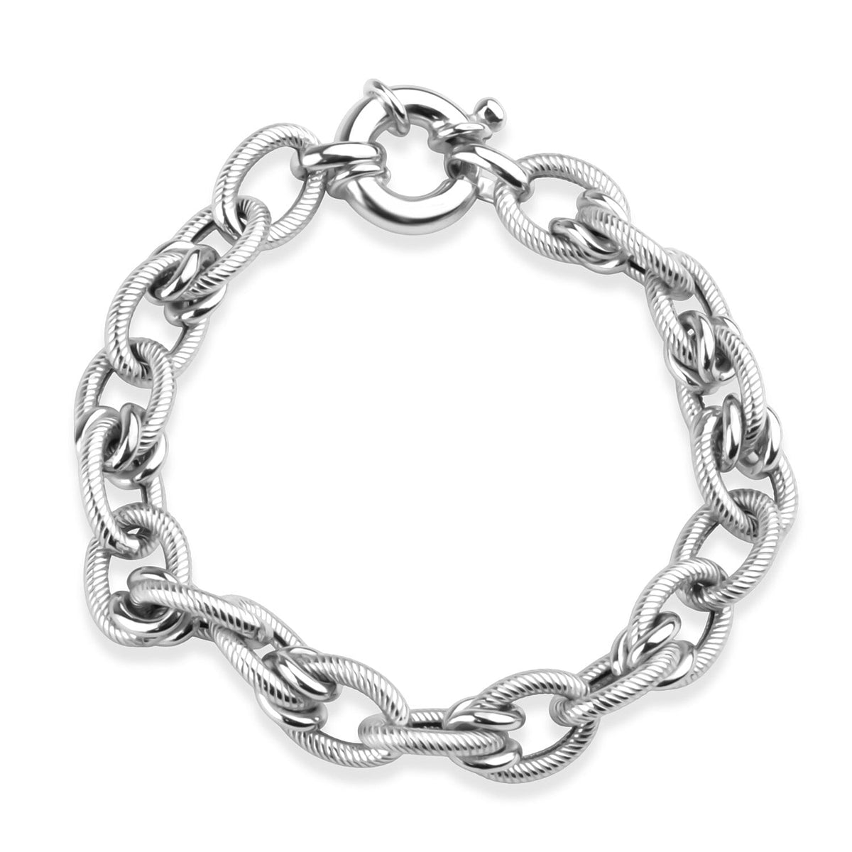 Rhodium Overlay Sterling Silver Bracelet (Size - 8), Silver Wt. 25.44 Gms V32516630 0