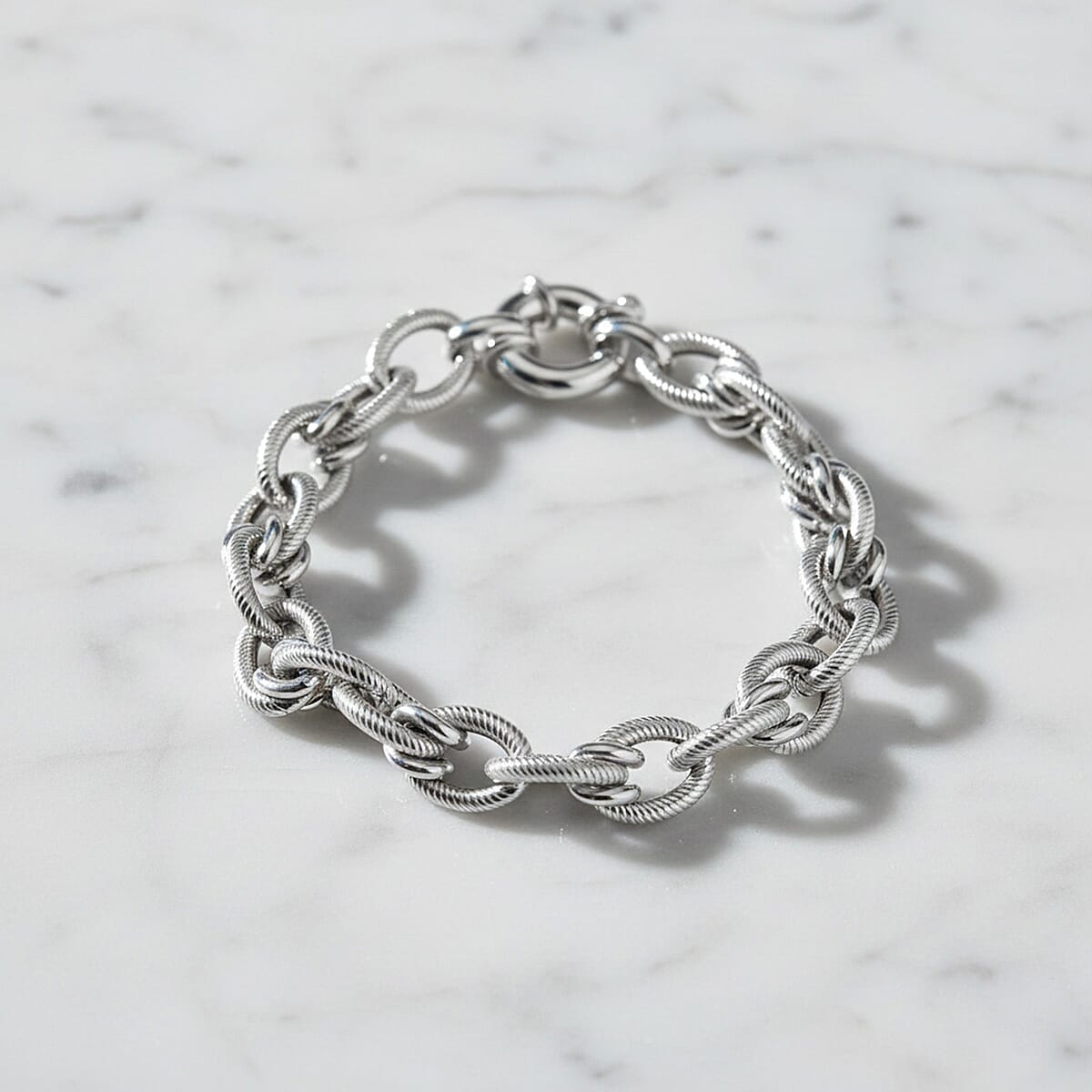 Rhodium Overlay Sterling Silver Bracelet (Size - 8), Silver Wt. 25.44 Gms V32516630 2