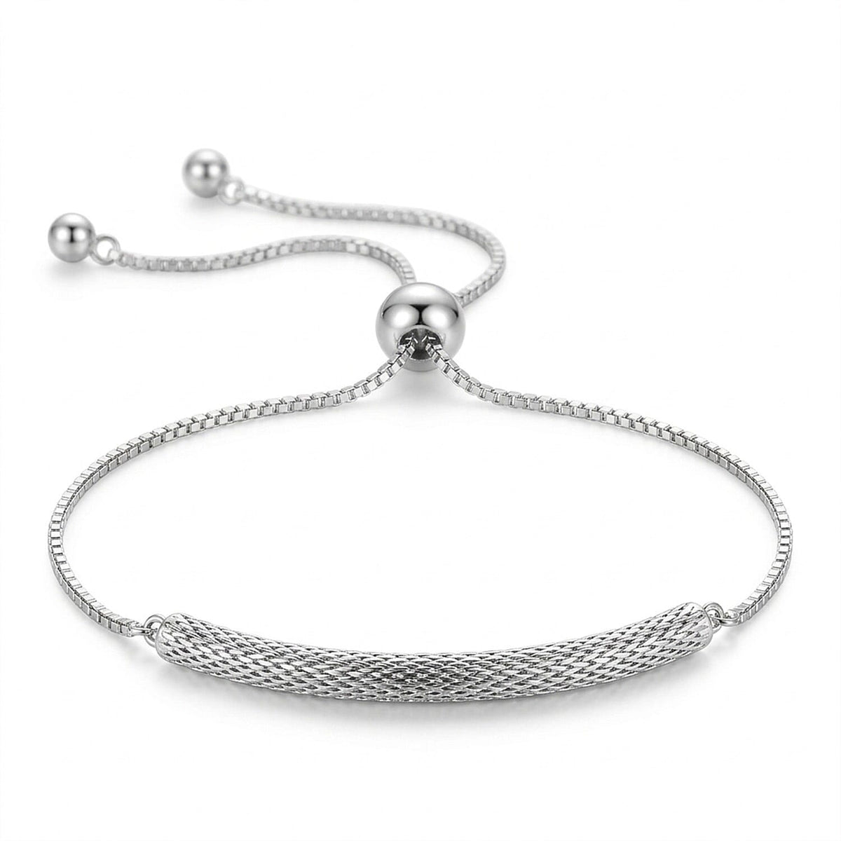 Rhodium Overlay Sterling Silver Adjustable Bracelet 8356389 0