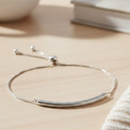 Rhodium Overlay Sterling Silver Adjustable Bracelet