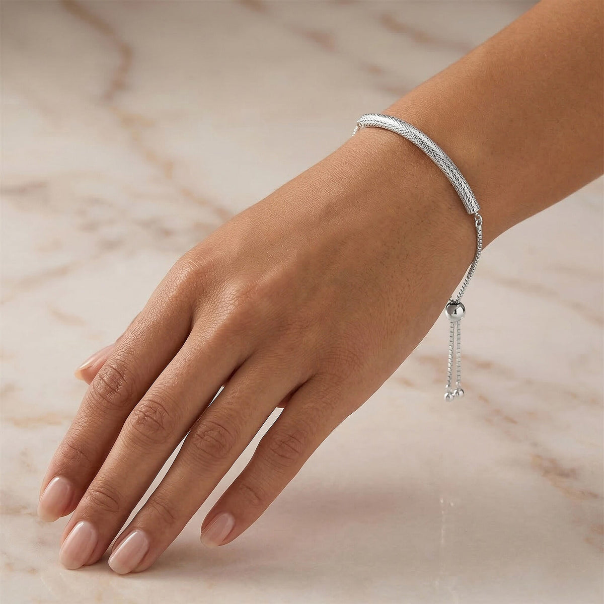 Rhodium Overlay Sterling Silver Adjustable Bracelet 8356389 2