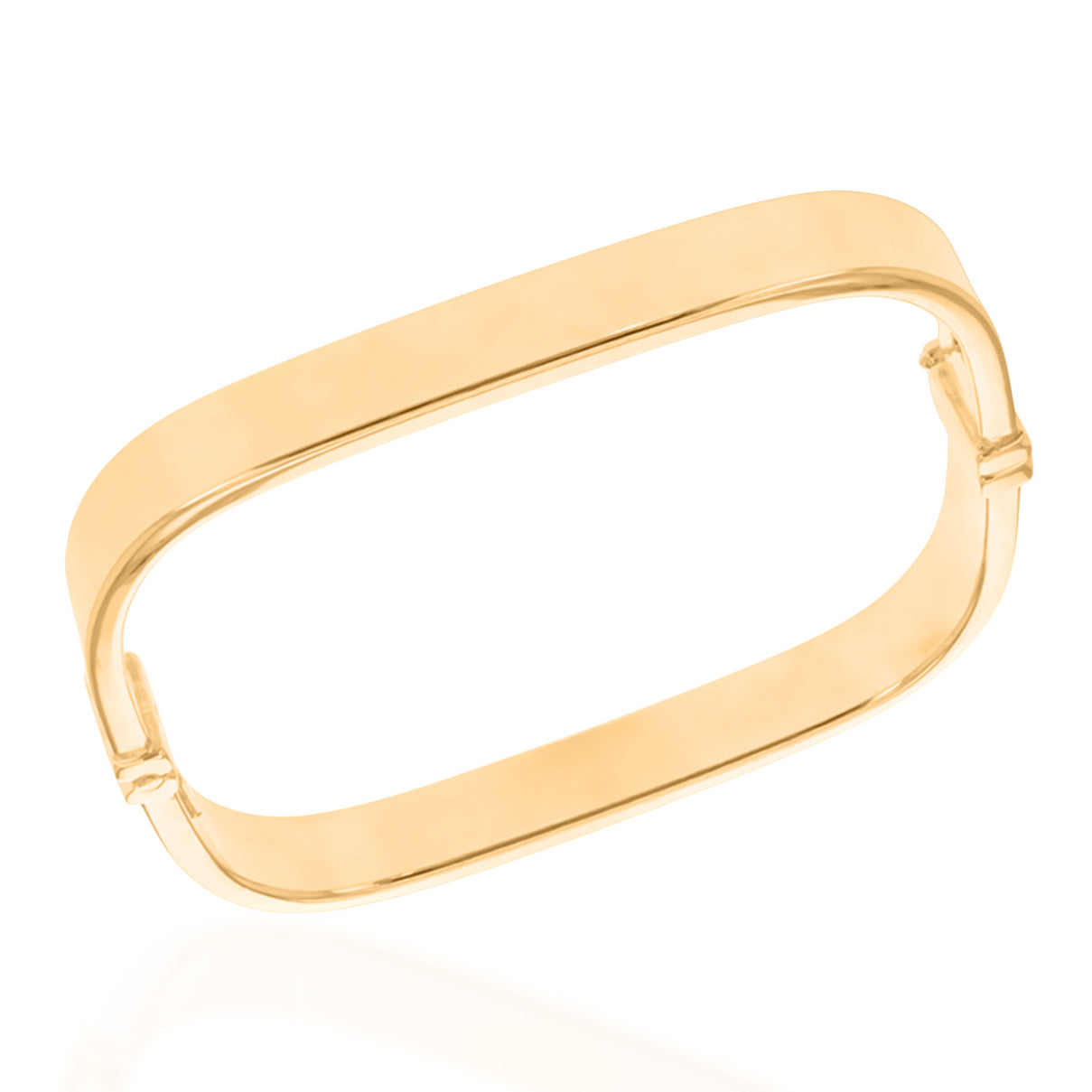 Hatton Garden Close Out Deal - Sterling Silver Hollow Square Bangle with Gold Plating 7 Inch V32538711 0