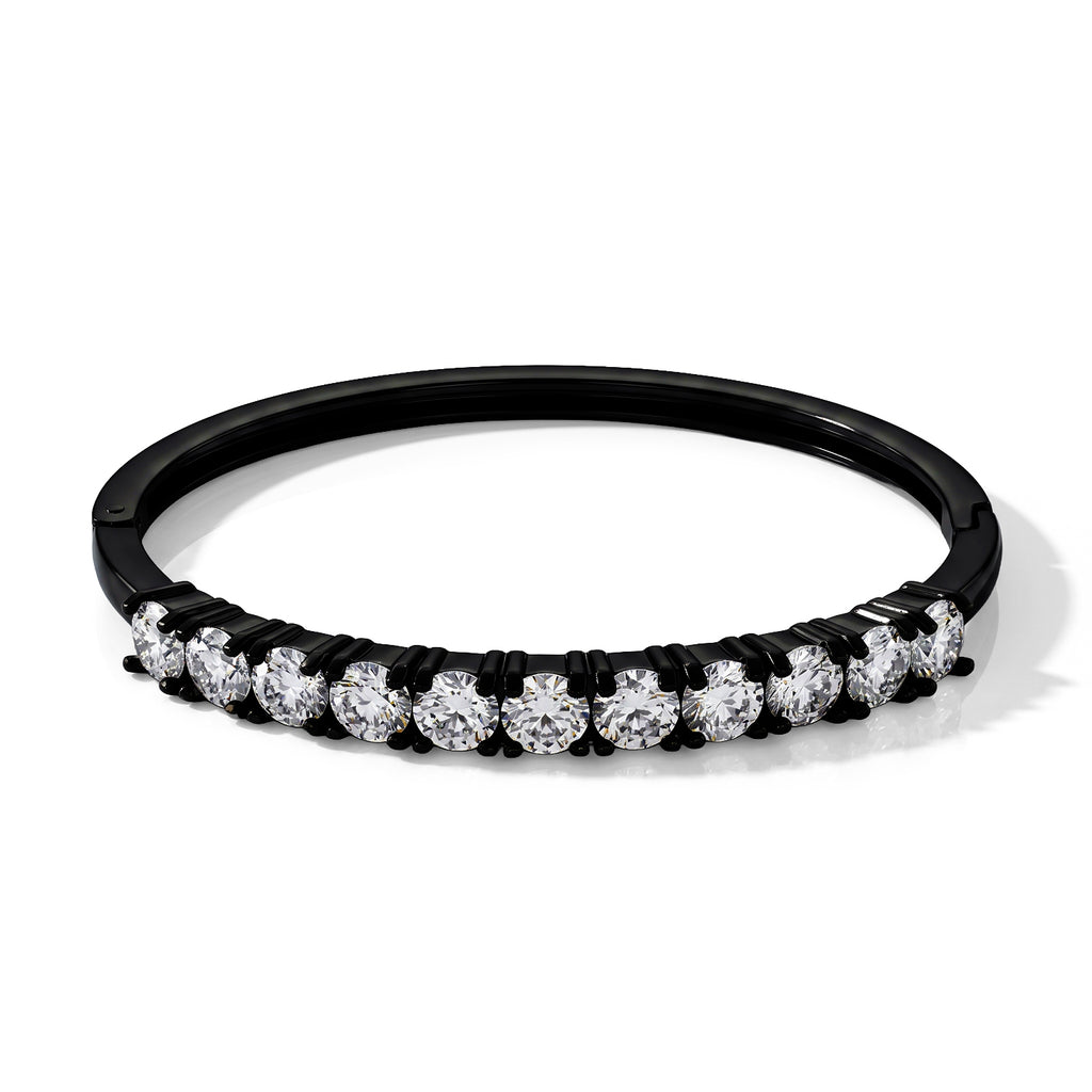 Moissanite Cuff Bangle (Size - 7) in Black Plating 10.00 Ct._8356590