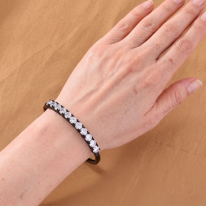 Moissanite Cuff Bangle (Size - 7) in Black Plating 10.00 Ct. V32621490 2