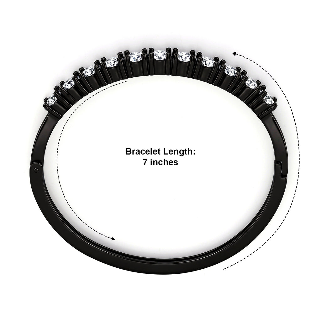 Moissanite Cuff Bangle (Size - 7) in Black Plating 10.00 Ct._8356590_6