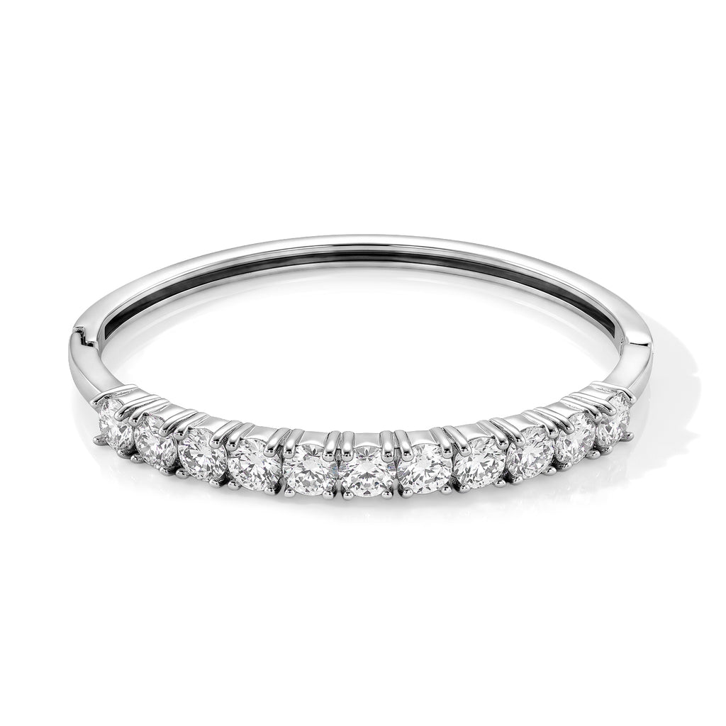 Moissanite Cuff Bangle (Size - 7) in White Plating 10.00 Ct._8356593