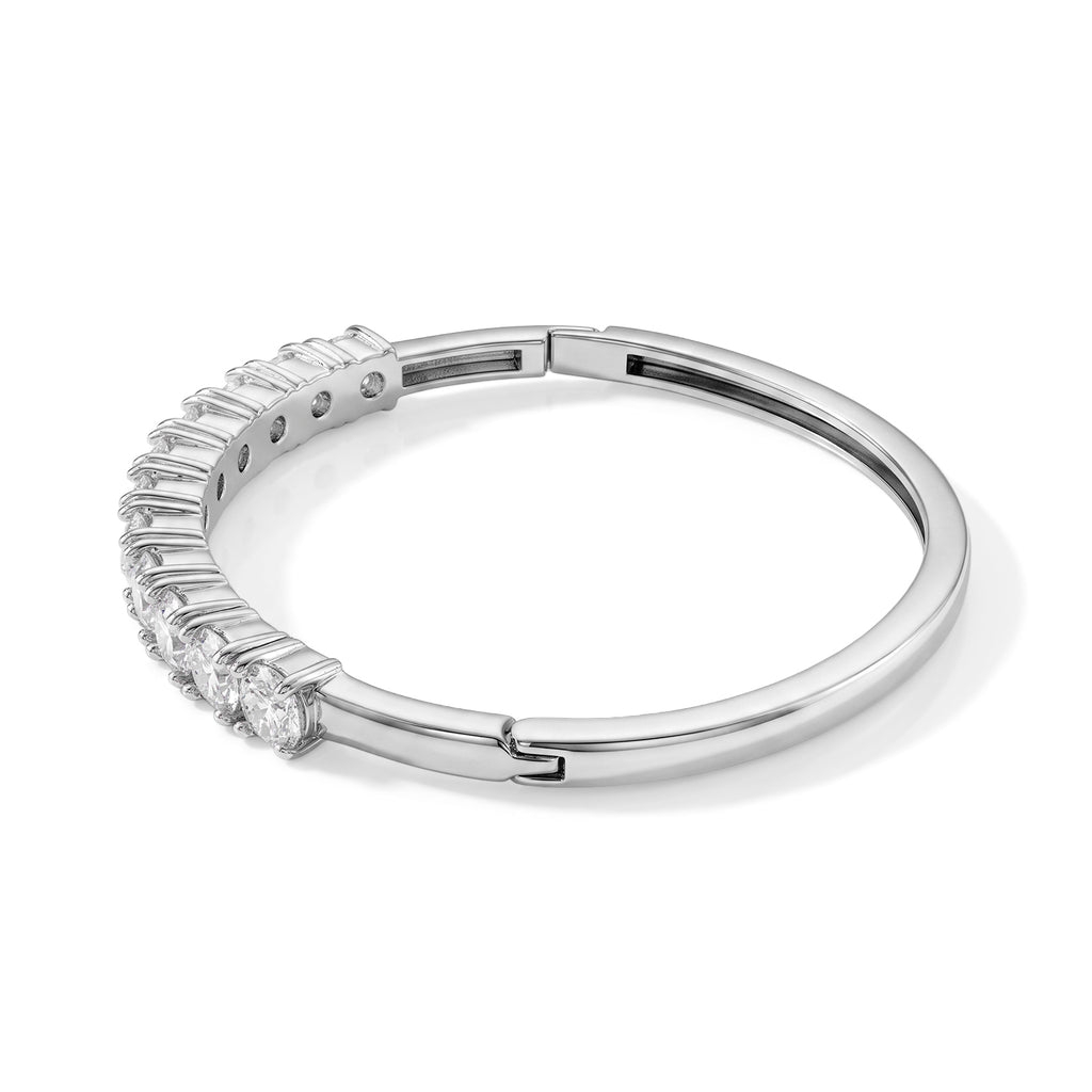 Moissanite Cuff Bangle (Size - 7) in White Plating 10.00 Ct._8356593_4