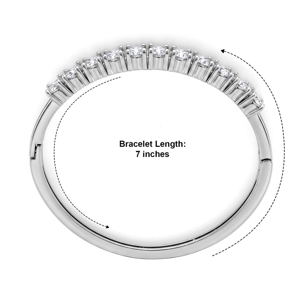 Moissanite Cuff Bangle (Size - 7) in White Plating 10.00 Ct._8356593_6