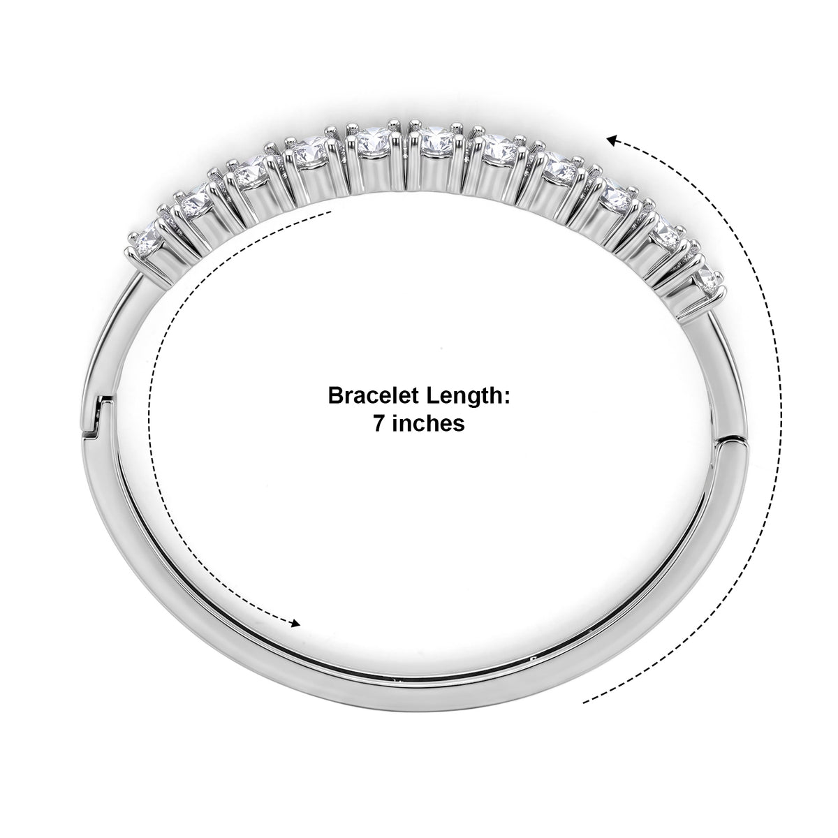 Moissanite Cuff Bangle (Size - 7) in White Plating 10.00 Ct. V32739576 7