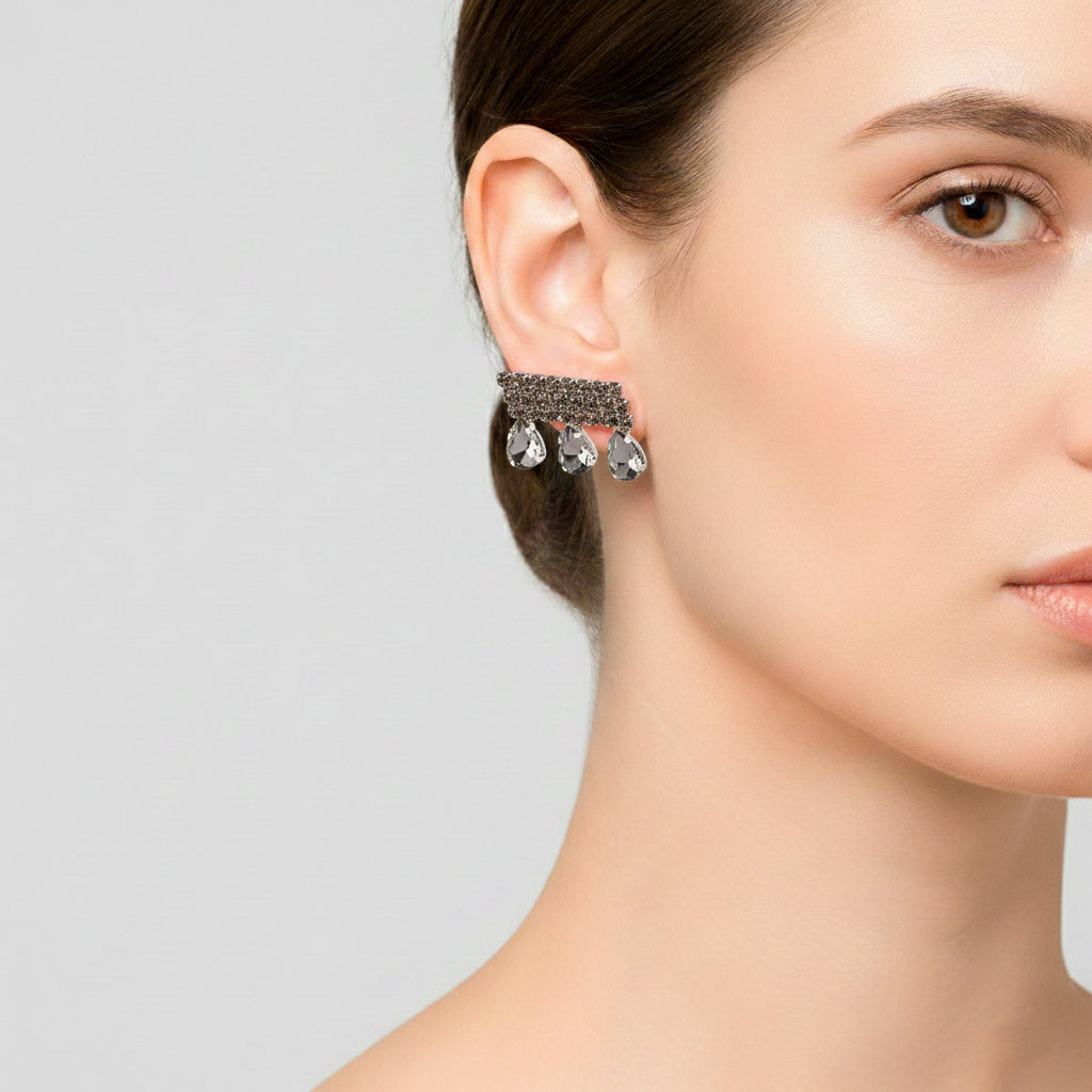 Grey Crystal Earring with Push Back_8356625_2