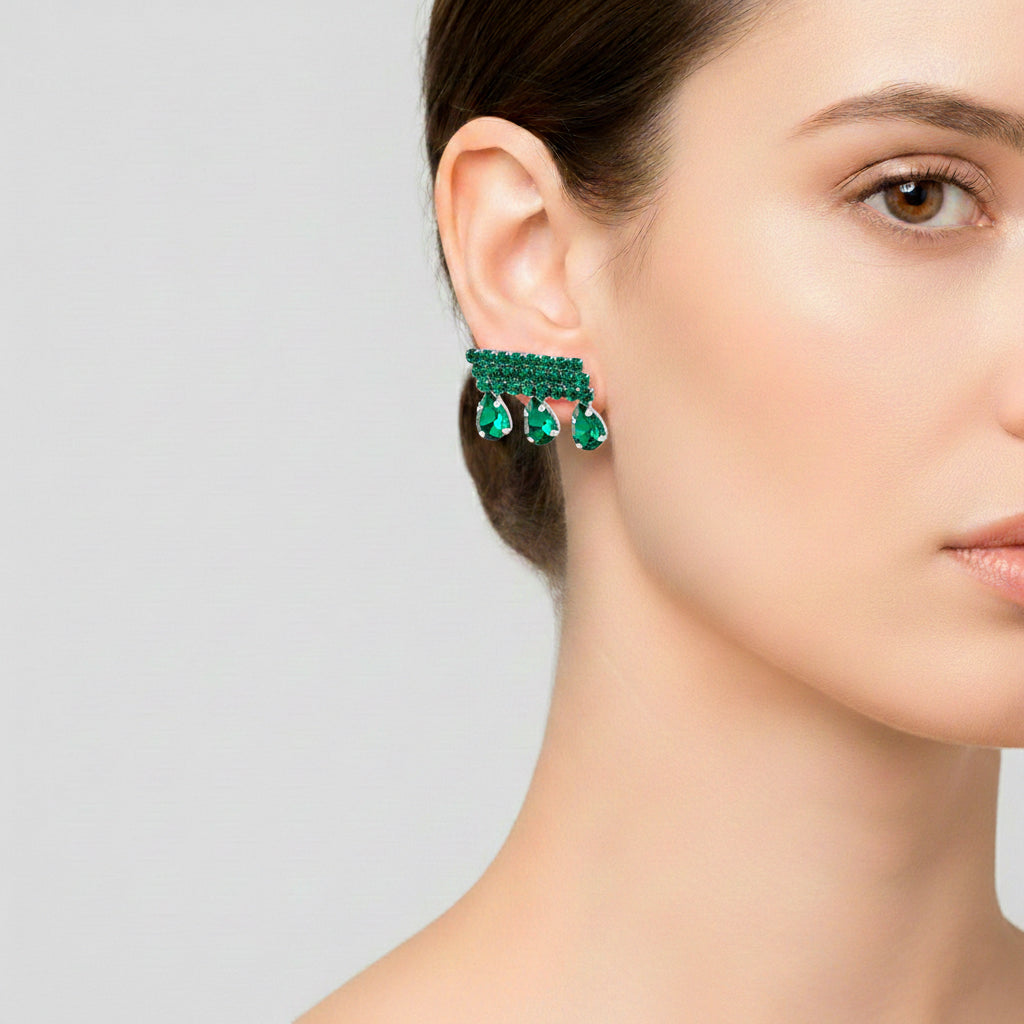 Green Crystal Earring with Push Back_8356627_2