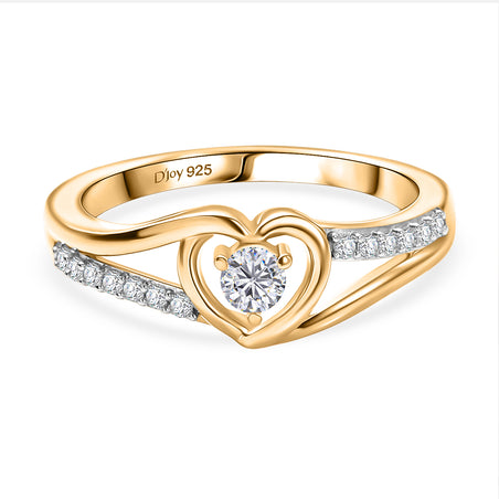 D'Joy Moissanite Solitaire Heart Ring in 18K Vermeil Yellow Gold Plated Sterling Silver 8356875 1