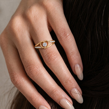 D'Joy Moissanite Solitaire Heart Ring in 18K Vermeil Yellow Gold Plated Sterling Silver 8356875 2