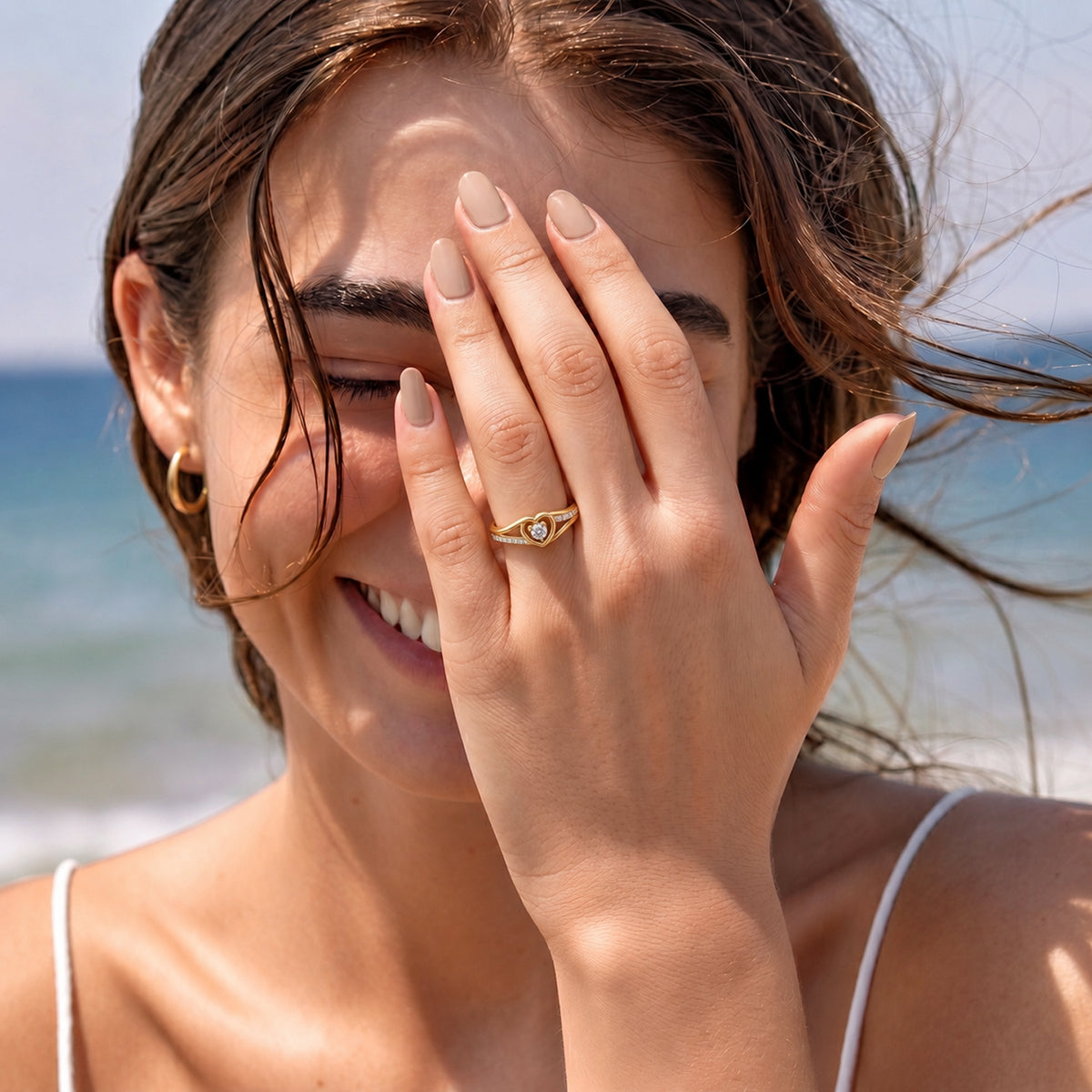 D'Joy Moissanite Solitaire Heart Ring in 18K Vermeil Yellow Gold Plated Sterling Silver 8356875 3
