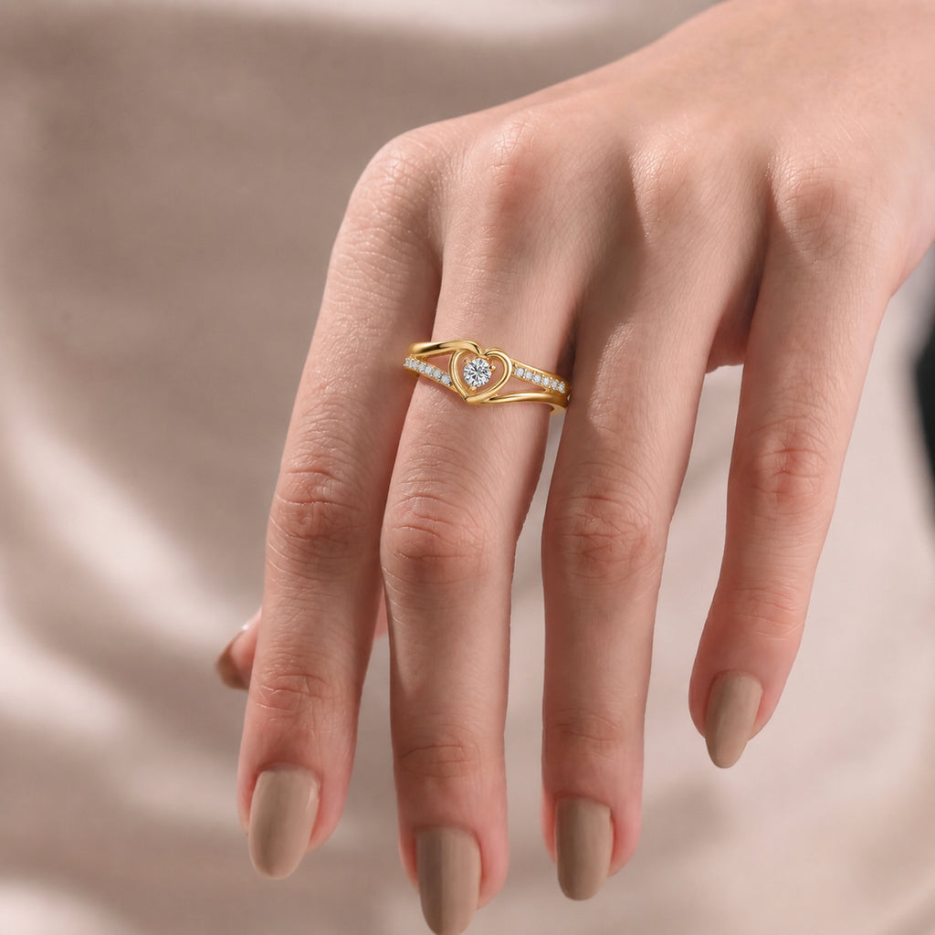 Royal Bali Collection - D'Joy Moissanite Solitaire Heart Ring in 18K Vermeil Yellow Gold Plated Sterling Silver_8356875_5