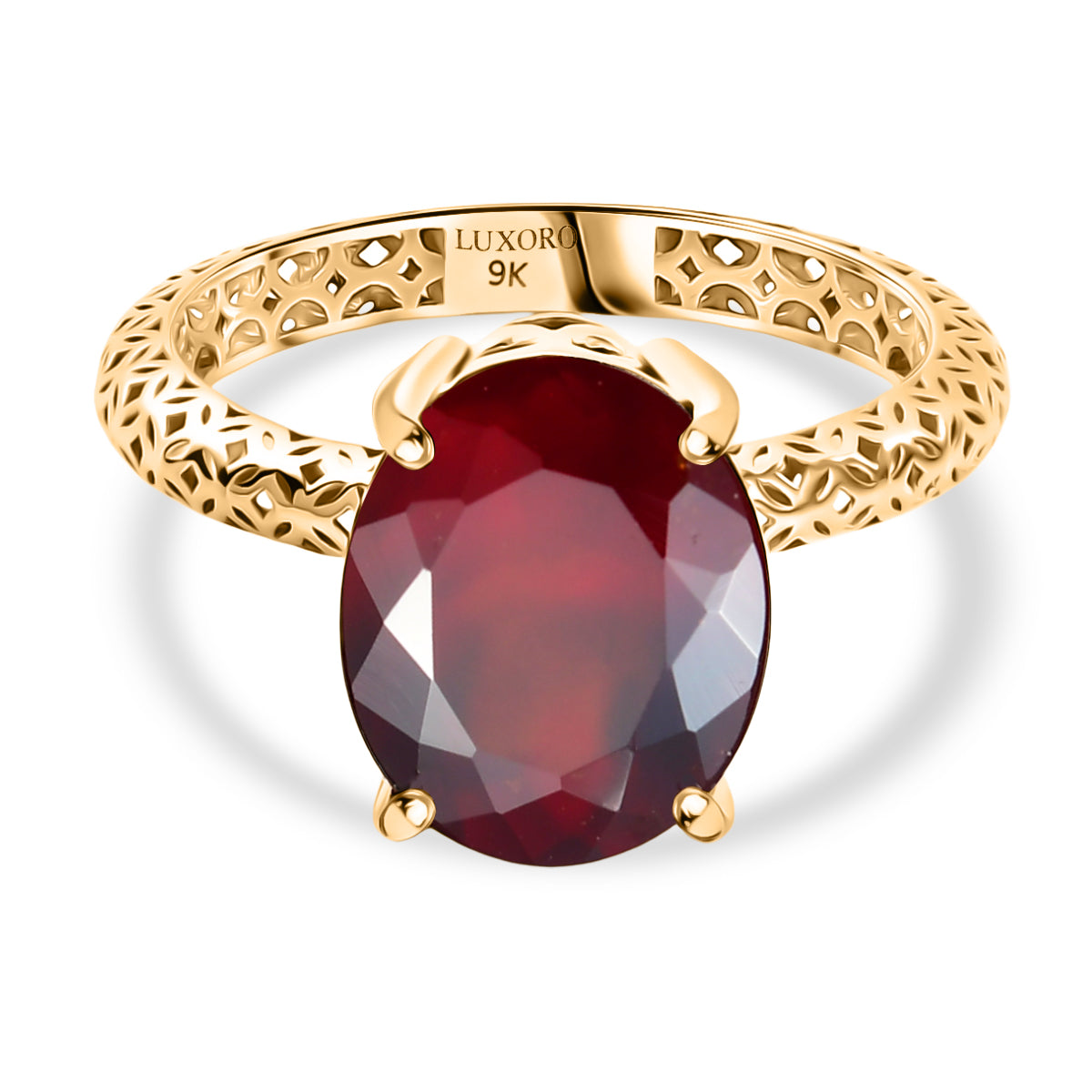 Very Rare Size- Luxoro 9K Yellow Gold Ceylon Hessonite Garnet Solitaire Ring 4.50 Ct._8357012