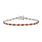 D'Joy Ceylon Hessonite Garnet & White Zircon Bracelet (Size 7.5) with GB Lock Box in Rhodium Overlay Sterling Silver 8.04 Ct, Silver Wt. 8.65 Gms._8357140