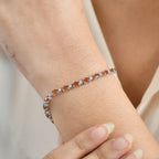 D'Joy Ceylon Hessonite Garnet & White Zircon Bracelet (Size 7.5) with GB Lock Box in Rhodium Overlay Sterling Silver 8.04 Ct, Silver Wt. 8.65 Gms._8357140_2