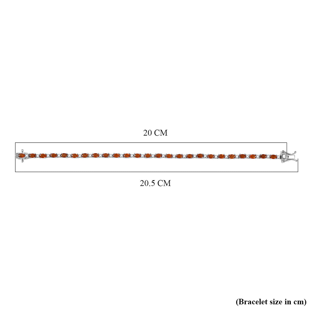 D'Joy Ceylon Hessonite Garnet &amp; White Zircon Bracelet (Size 7.5) with GB Lock Box in Rhodium Overlay Sterling Silver 8.04 Ct, Silver Wt. 8.65 Gms. V32523680 5