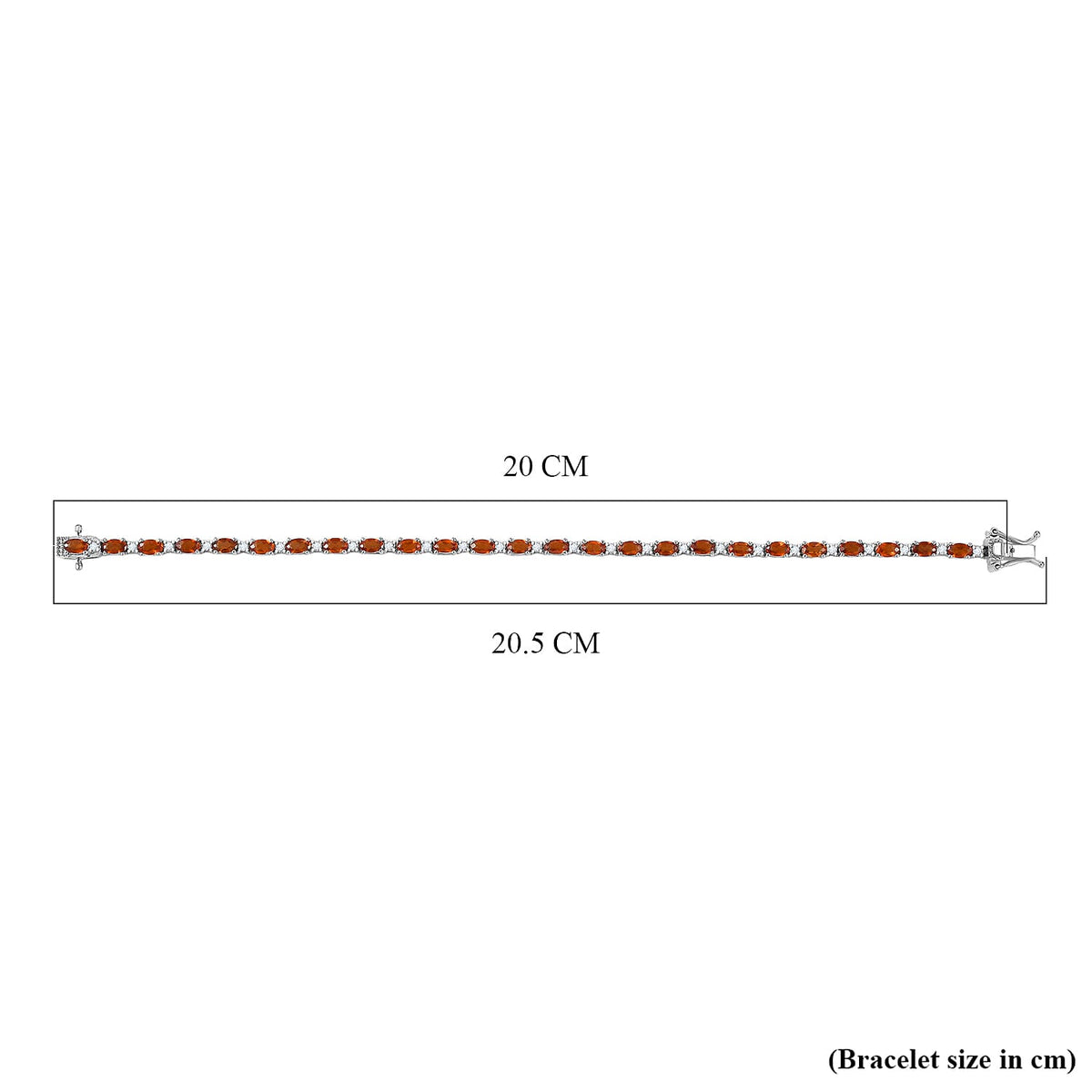 D'Joy Ceylon Hessonite Garnet &amp; White Zircon Bracelet (Size 7.5) with GB Lock Box in Rhodium Overlay Sterling Silver 8.04 Ct, Silver Wt. 8.65 Gms. V32523680 5