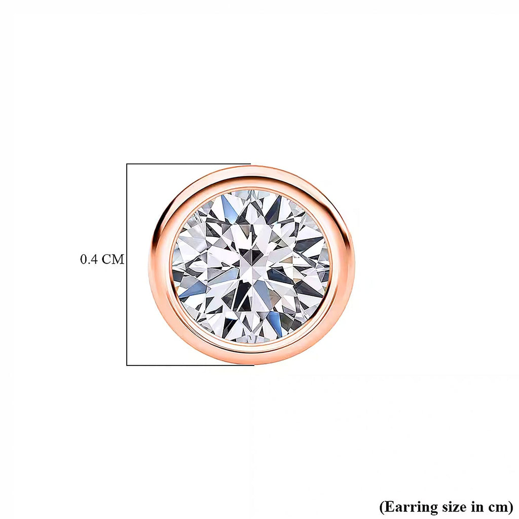Luxuriant - Lab Grown Diamond (SI-GH) Earring with Ball Back in 18K Vermeil Rose Gold Plated Sterling Silver 1.00 Ct.