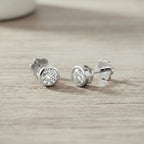 Luxuriant - Lab Grown Diamond (SI/G-H) Stud Earring with Screw Back in Rhodium Overlay Sterling Silver 0.50 Ct._8357223_1