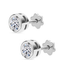 Luxuriant - Lab Grown Diamond (SI/G-H) Stud Earring with Screw Back in Rhodium Overlay Sterling Silver 0.50 Ct._8357223_3