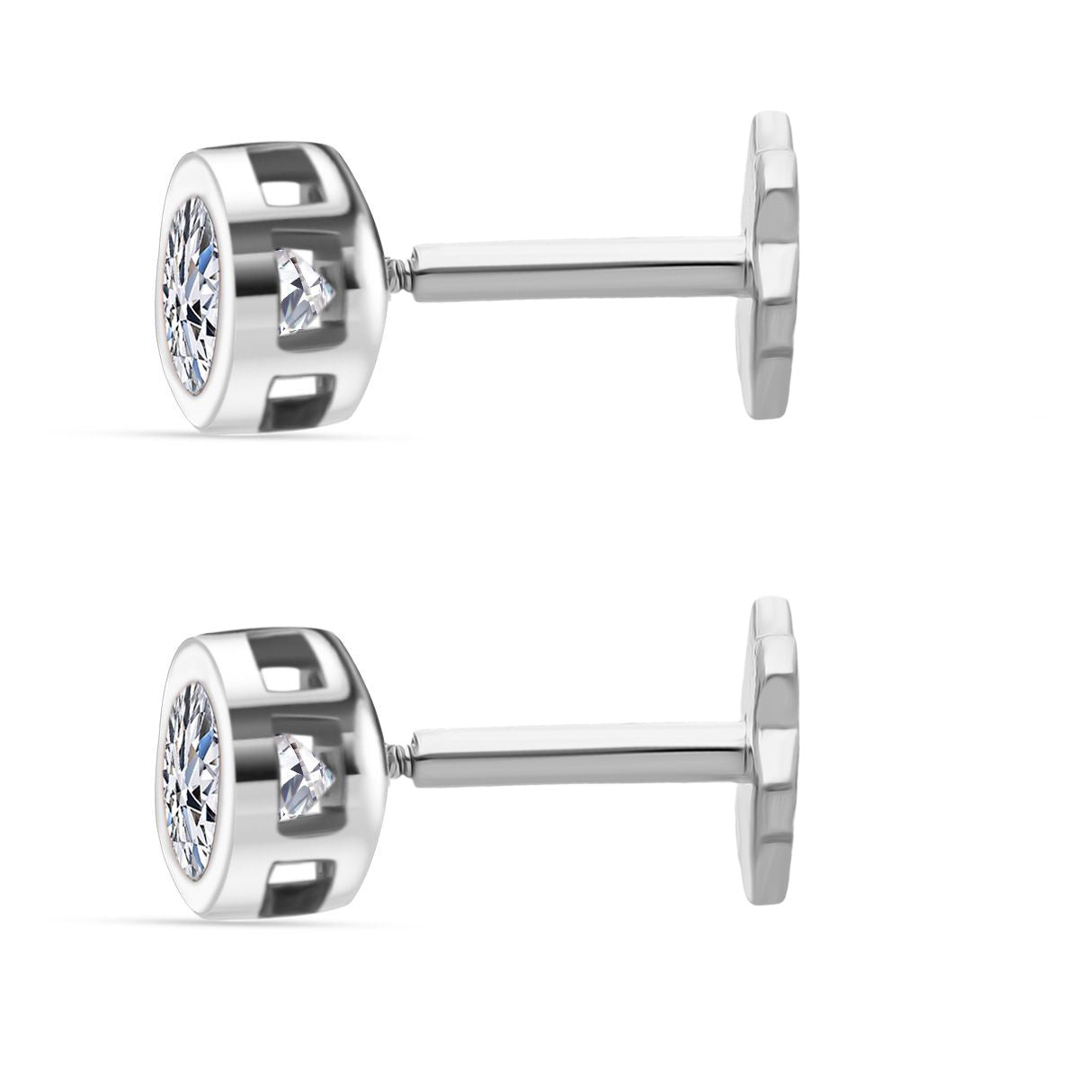 LUXURIANT 0.5 Ct. Lab Grown Diamond SI G-H Stud Earring with Screw Back in Rhodium Overlay Sterling Silver 8357223 5