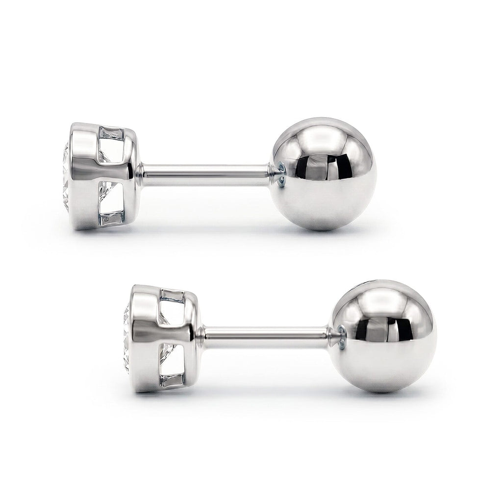 Luxuriant - Lab Grown Diamond (SI-GH) Earring with Ball Back in Rhodium Overlay Sterling Silver 1.00 Ct.