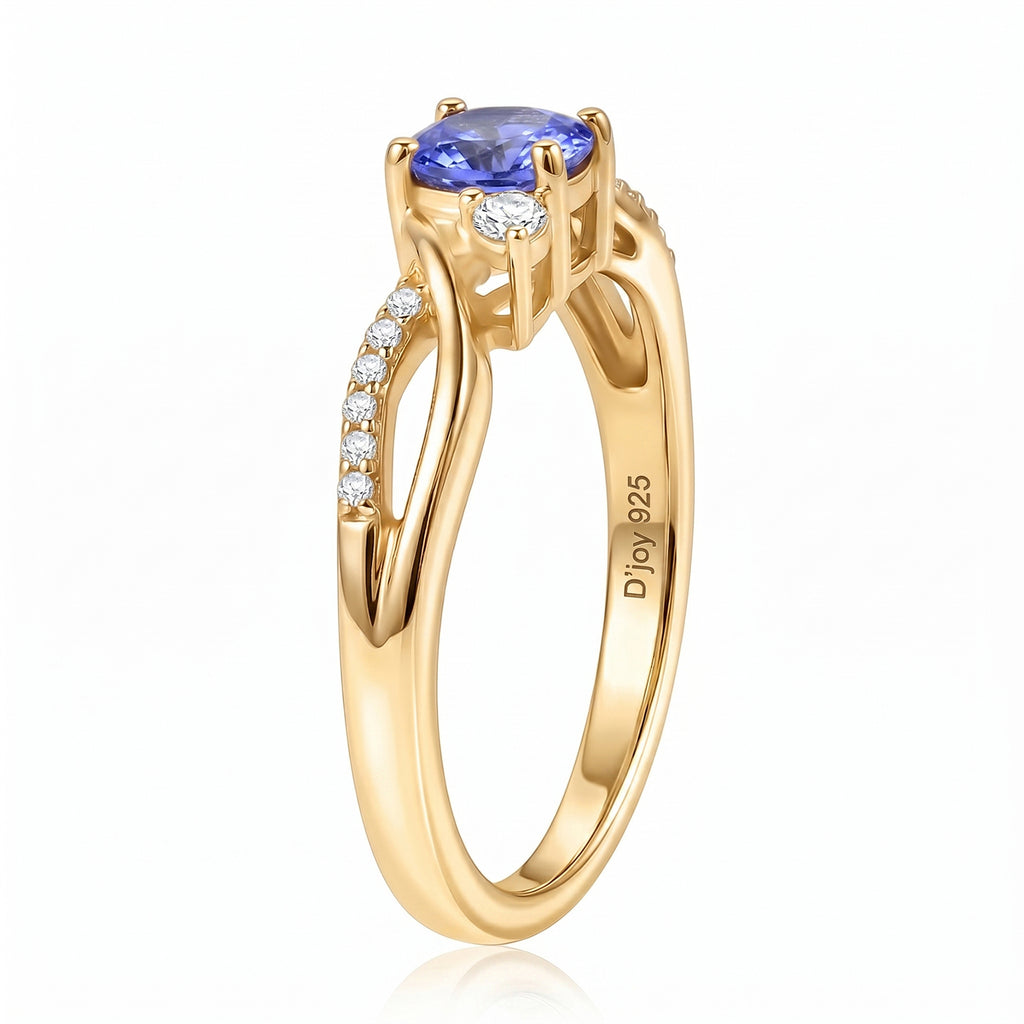 D'Joy - Tanzanite & Moissanite Ring in 18K Vermeil Yellow Gold Plated Sterling Silver_8357234_4