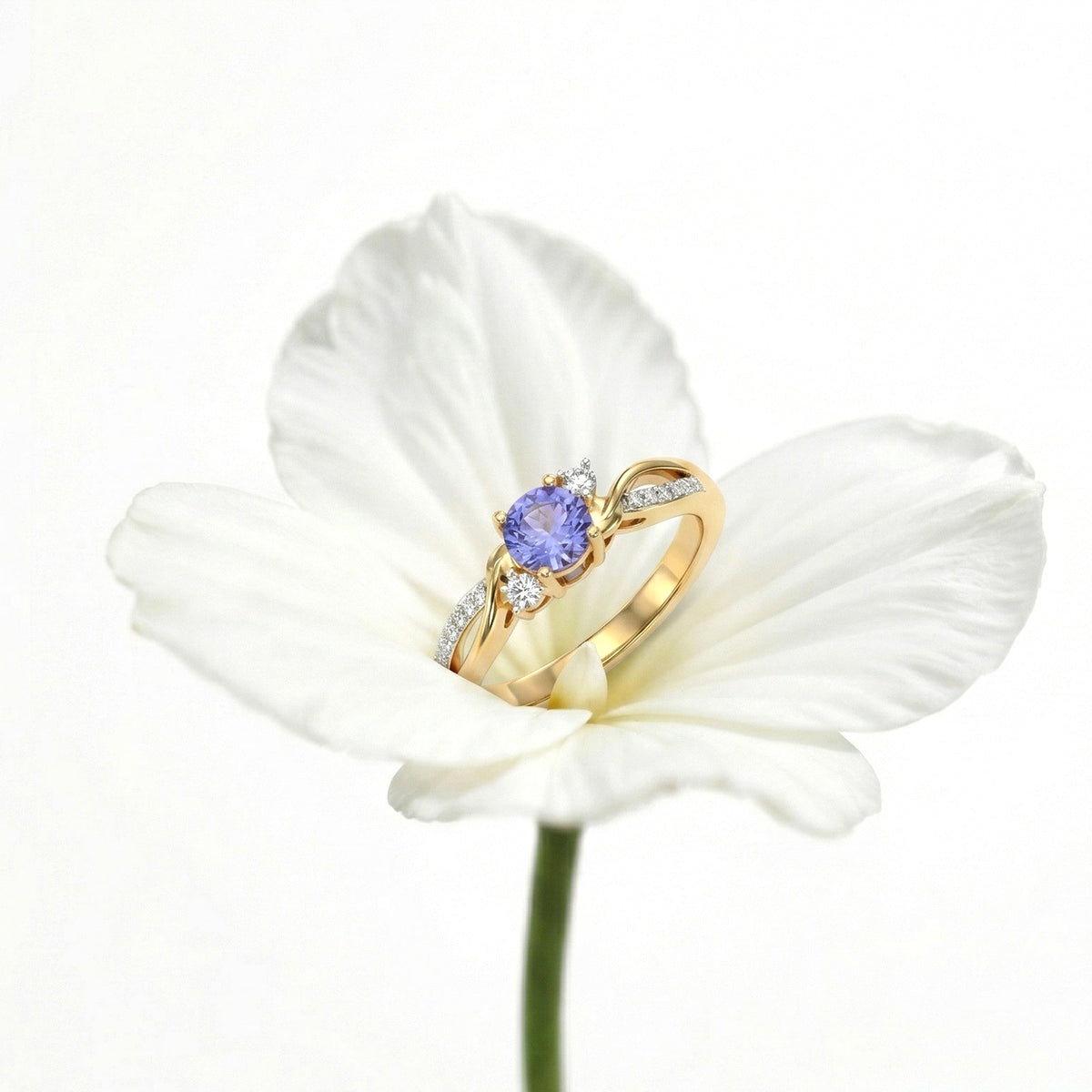 Always You Tanzanite Birthstone Solitaire Promise Ring with Moissanite Accents in 925 Sterling Silver 18K Gold Vermeil Plated 8357234 7