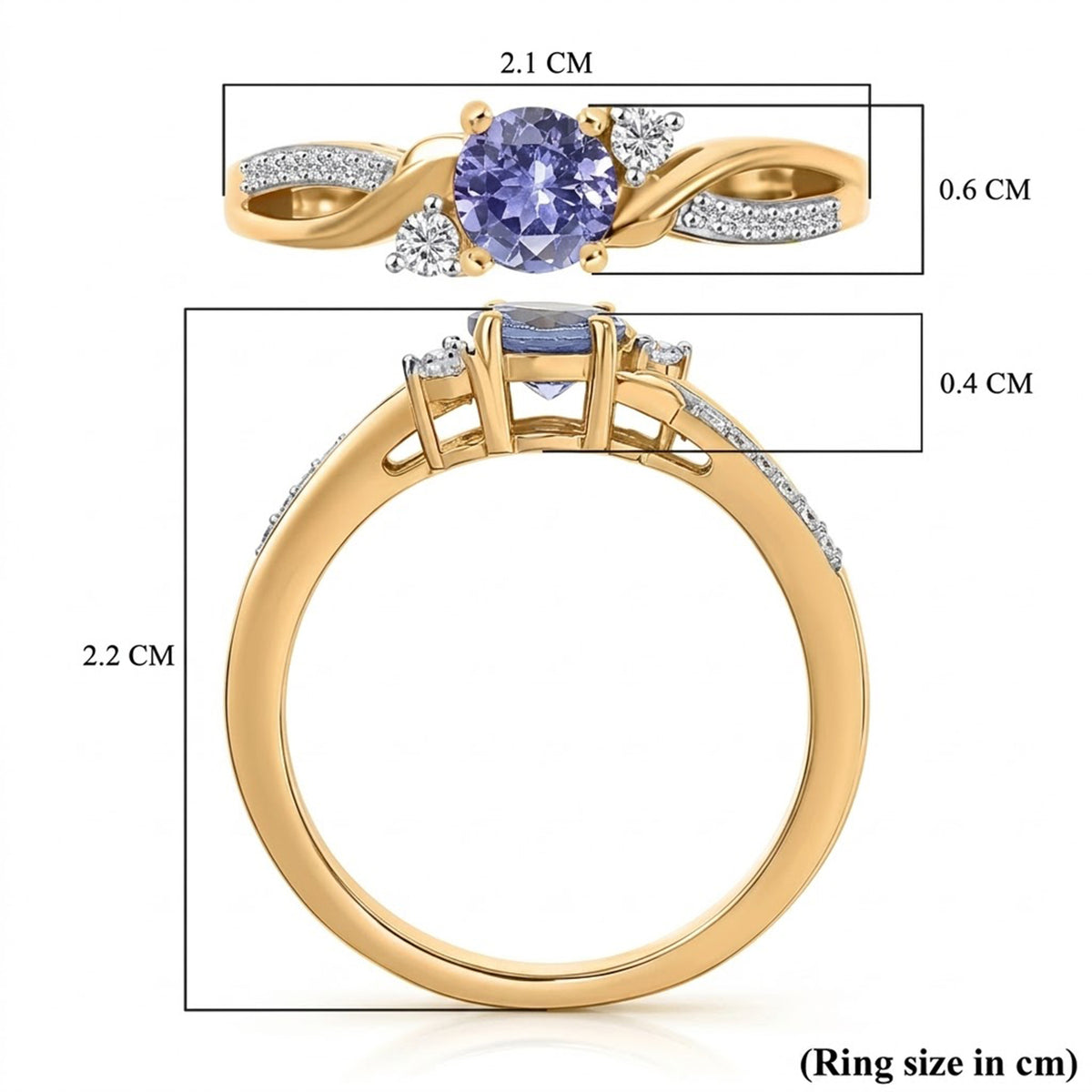Always You Tanzanite Birthstone Solitaire Promise Ring with Moissanite Accents in 925 Sterling Silver 18K Gold Vermeil Plated 8357234 8